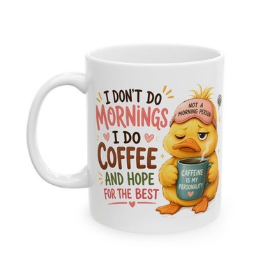 Funny Duck Coffee Mug | I Don t Do Mornings Mug | Cute Duck Coffee Cup