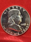 1955 P Franklin Half Dollar, 90% Silver, MS, Bell Lines