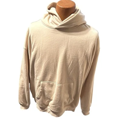 Tan Beige Fleece Lined Hoodie Sweatshirt Mens Womens Size XL - Image 1 of 3