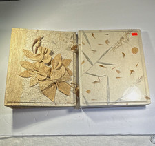 Set of 2 dry Handmade Natural Mulberry Paper Photo Album 8x10 Beige Floral