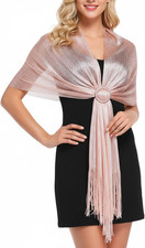 Sparkling Metallic Shawls and Wraps for Evening Wedding Dresses with Free Buckle