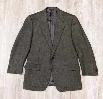 Corneliani 100% Wool 50R EU 40R US Brown Herringbone Blazer Jacket 2 Button