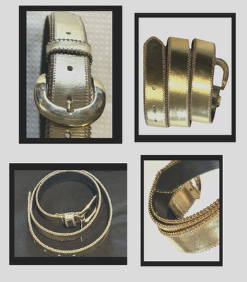 Two Blondes - Women s - Gold Colored Belt Genuine Soft Leather Buckle - 1  Wide
