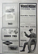 Old Antique Print 1912 Advertisement Dunlop Tyres Cars Daimler Goodrich 0 20th