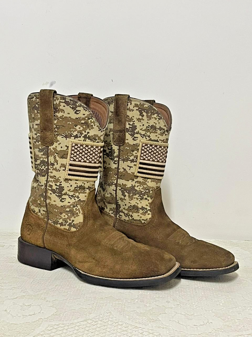 S Size 9 D Sport Patriot Western Cowboy Boots Camo American 