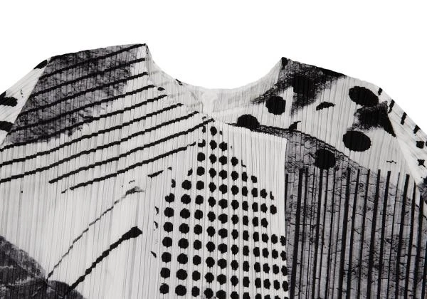 Cárdigan plisado manga 3/4 estampado gráfico hojas PLEATS PLEASE talla 3 (K-156619) Foto 3 de 4