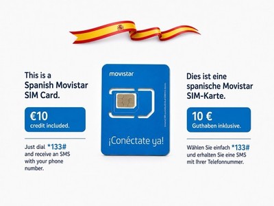 Spanish SIM card Movistar prepaid  10 balance   Spanish sim card