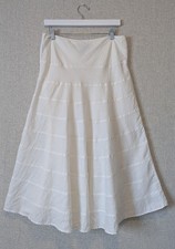 VTG 00s Lauren Ralph Lauren 100 Linen White Tiered A Line Midi Skirt Size 8