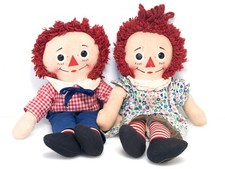 Vintage KNICKERBOCKER Raggedy Ann  Andy 16" Dolls  1970s Collectible