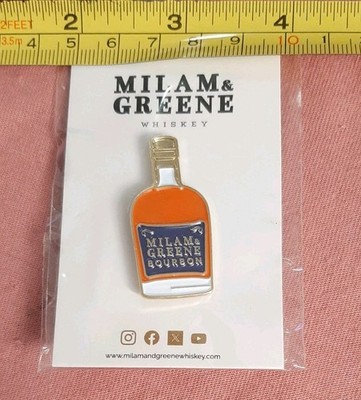 Milam & Greene Whiskey Bourbon Bottle Distillery Advertising Enamel Lapel Pin
