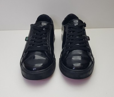 KICKERS TOVNI LACER MÄDCHEN 5UK EUR38 SCHWARZ LACKLEDER HALBSCHUHE SCHULSCHUHE