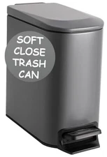  Soft Close, Slim Trash Can 6 Liter / 1.6 Gallon with Anti - Bag Matte Gray