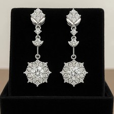 3 Ct Round Lab Created Diamond Dangle Earrings for Women 925 Sterling Silver