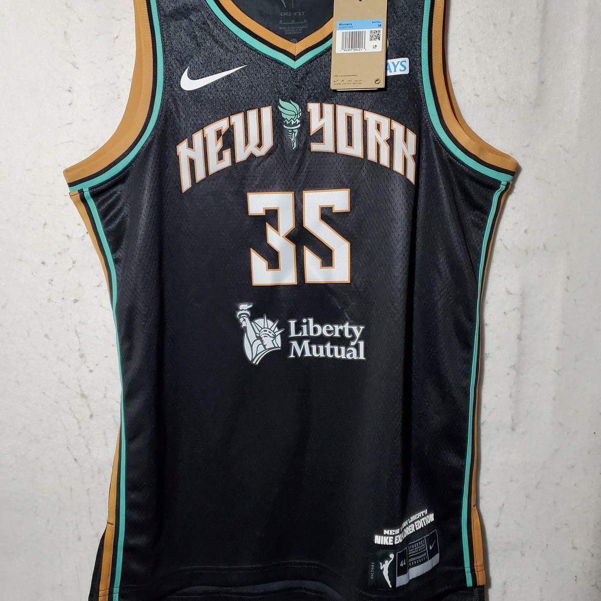 New York Liberty Basketball Jersey Womens Medium Black WNBA Nike