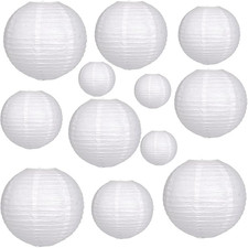 12Pcs Paper Lanterns 6  , 8  , 10  , 12  ,Paperlanterns Party Decoration, White