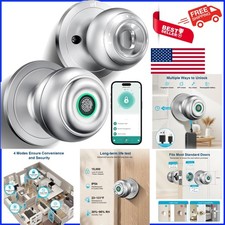 Rechargeable Smart Fingerprint Door Knob with Key & App Control - Sleek Design