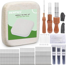 128 Pcs Needle Felting Kit with 6 6 Inch Wool Pad 102 Needles and Wooden Handle