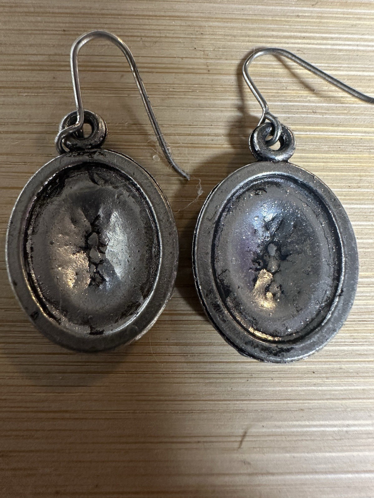 Beautiful Vintage Dangle Drop Button Earrings Sil… - image 2