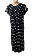 George Women Midi T-Shirt Dress size XL (20-22) Pockets Black White Dot