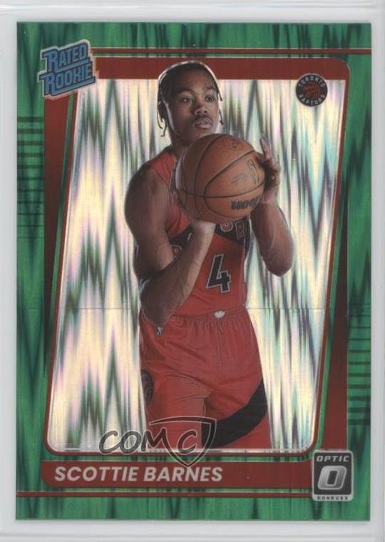 2021 Panini Donruss Optic Rated Rookie Green Shock Prizm Scottie Barnes #186 3f4