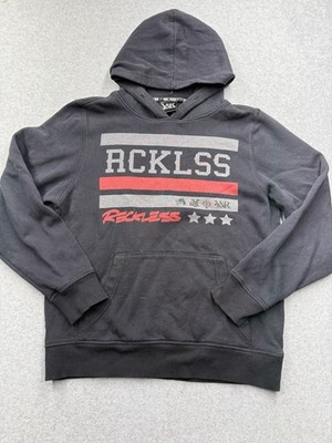 Y2K Young & Reckless Pullover Hoodie Black Men's Size M Graphic Skater Grunge