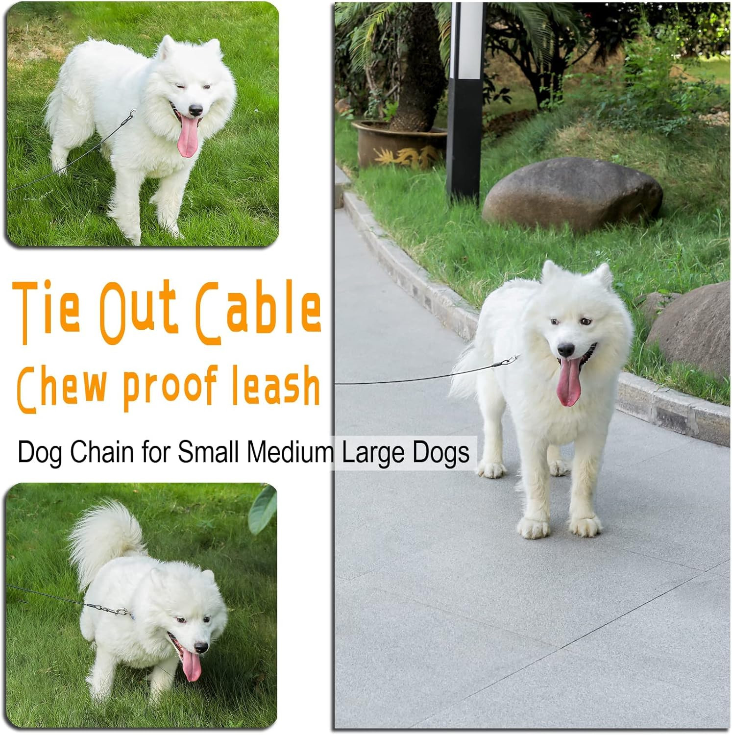 Dog Tie Out Cable,50ft Dog Run Cable,Tie-Out Cable for Small Dogs Up to 60 lb...