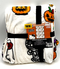 Hello Kitty Halloween Plush Blanket Twin 60x90 Ghost Pumpkin Mummy