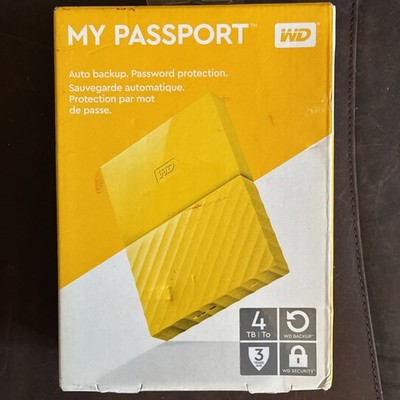 WD 4TB Yellow My Passport Portable External Hard Drive - USB 3.0 - WDBYFT0040BYL