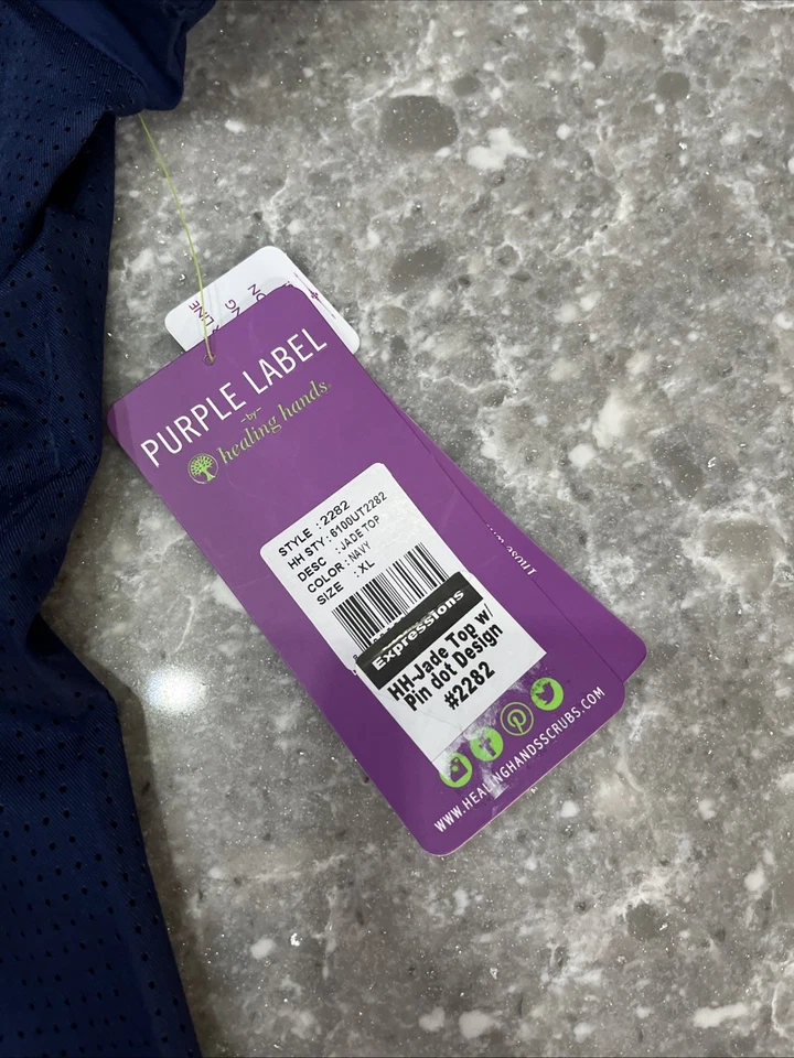 Healing Hands XL Scrub Top Blue Pin Dot Pattern NWT - Image 3 of 4