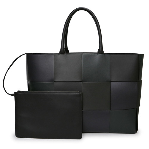 BOTTEGA VENETA Large Arco 736182 Tote Calfskin Black × Navy Green Bag #BCB2544
