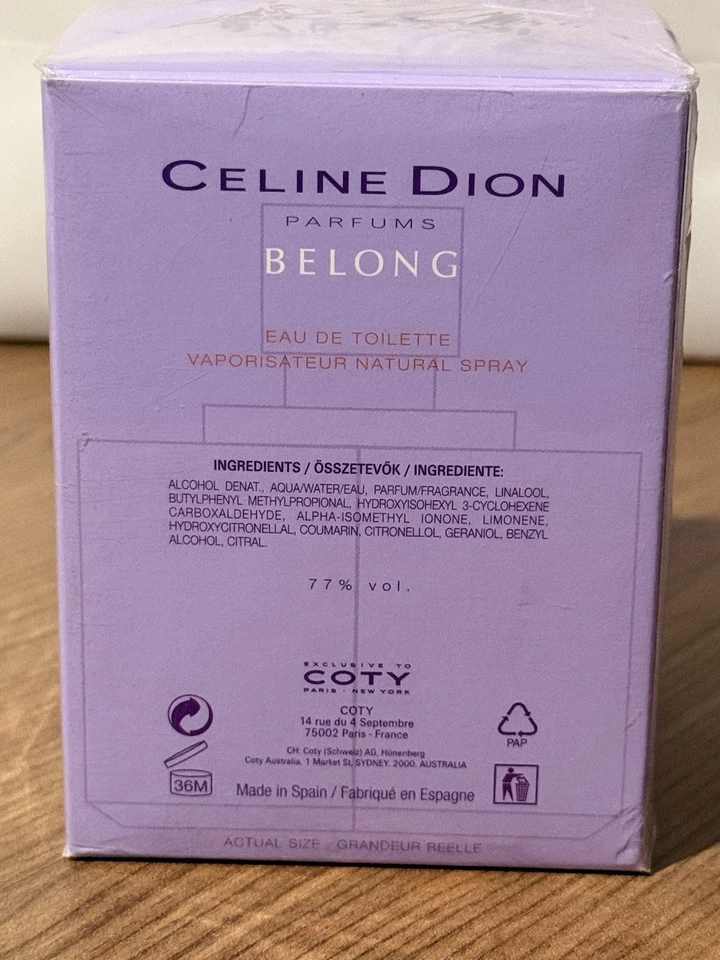 Para mujer Celine Dion Belong EDT de Celine Dion. 3,4 oz/100 ml. NUEVO y precintado. Foto 4 de 4