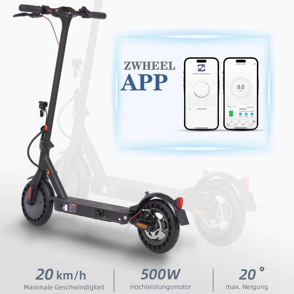 E9T 500W E-scooter klappbar mit ABE LED Display 10ZOLL Elektroroller Gebraucht - Bild 4 von 4