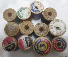 12 Vintage Spools of Threads- Corticelli Silk - Beewaxed - Color Fast - Coats &