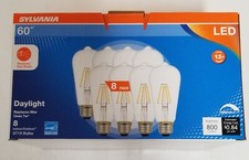 SYLVANIA 60-Watt LED A19 Medium Base Daylight Clear Glass Light Bulbs 8 Pack