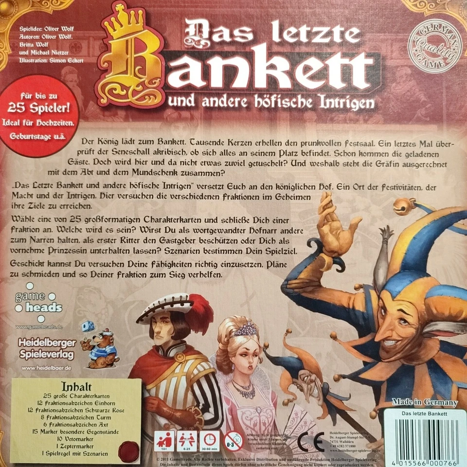 Das letzte Bankett - Heidelberger Spieleverlag - Ab 10 Jahren - Vollständig - Bild 3 von 4
