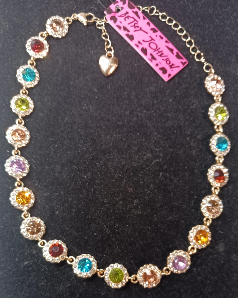 Collar Colorido Redondo Arco Iris Joyas Gargantilla Estrás Pavé Betsey Johnson Foto 2 de 4