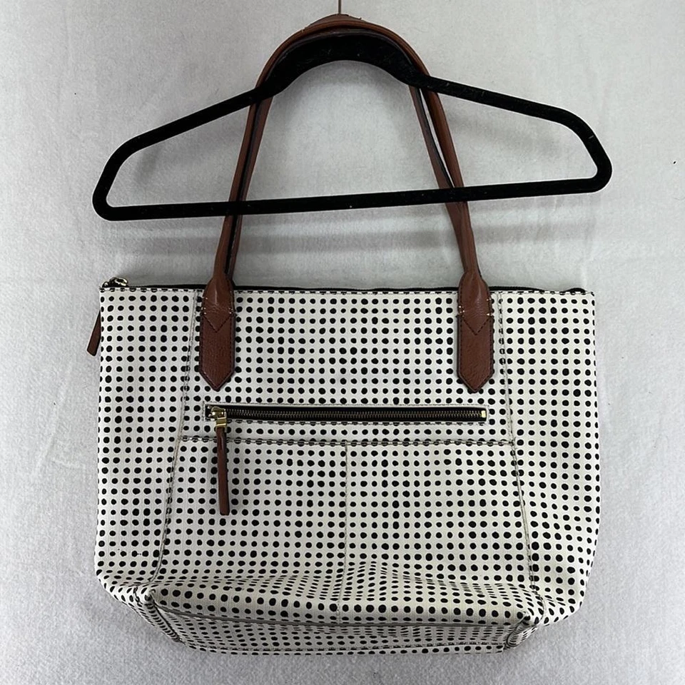 Fossil Fiona Signature Bolso de Mano Bolso de Hombro Cartera Negro Crema Lunares Foto 2 de 4