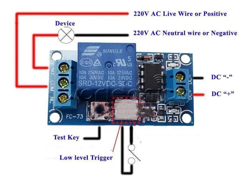 DC 5V/12V/24V 1 Channel Latching Relay Module Touch Bistable Switch MCU Line - Image 4 of 4