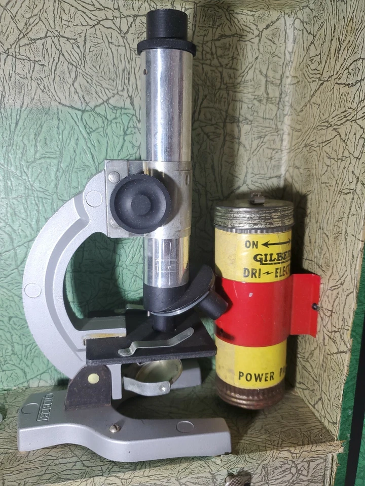 Juego de Microscopio Gilbert Vintage 1952/53 Estuche Verde RARO 14"X 10"X 5" Foto 4 de 4