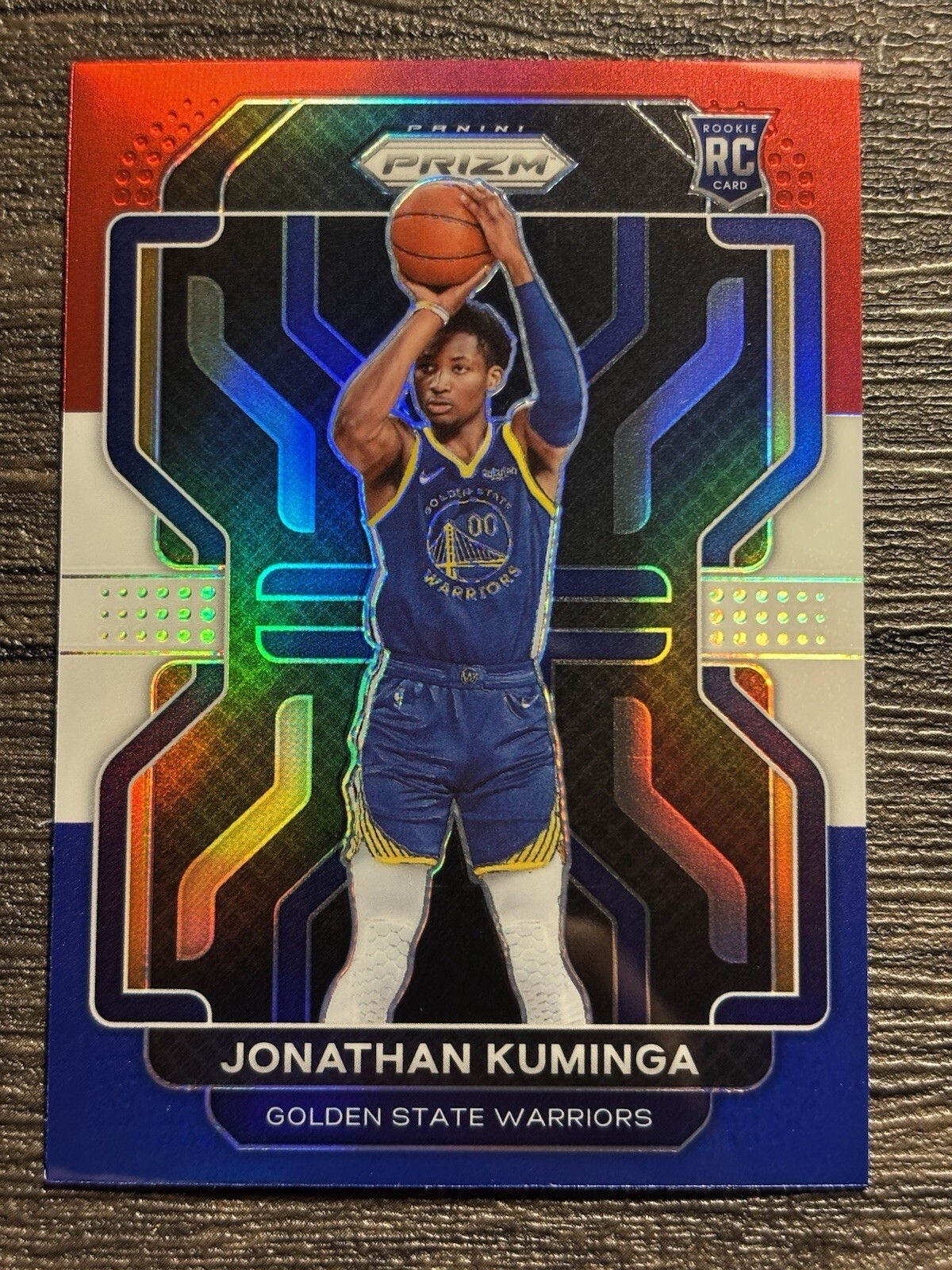 2021-22 Panini Prizm - Red White & Blue Prizm #307 Jonathan Kuminga (RC)Warriors