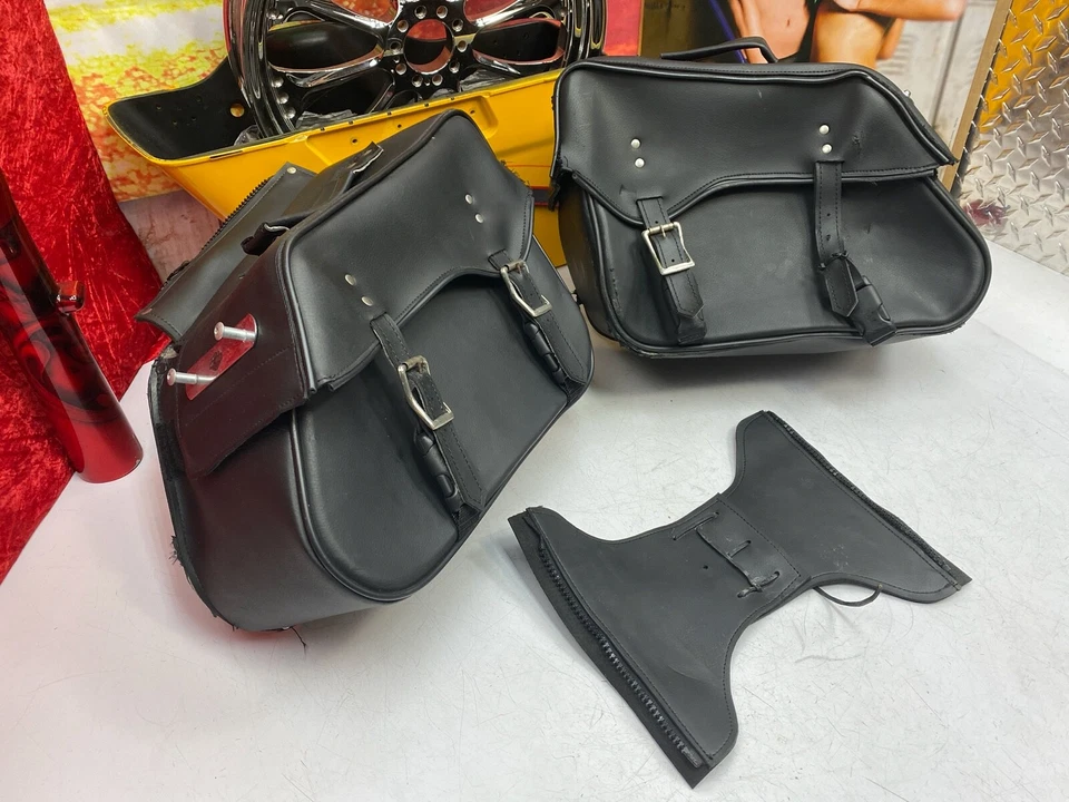 🔥Harley Honda Yamaha Suzuki Kawasaki Leather Throw Over Saddlebags🔥 - Image 3 of 4