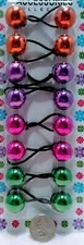 Metalic Green pink ELASTIC PONYTAIL HOLDER BEAD GIRL SCRUNCHIE KNOCKER ball