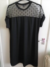 Shein Curve Ladies Part Sheer Short Dolman Sleeve Straight Black Dress Size 2XL 