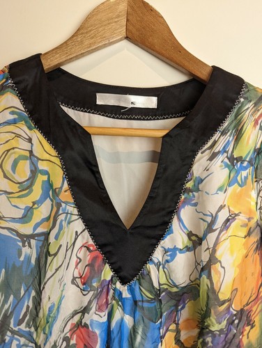 Phillip Lim Silk V-Neck Floral Multicolour Lined Tunic Top Blouse Size XS - Picture 3 of 12