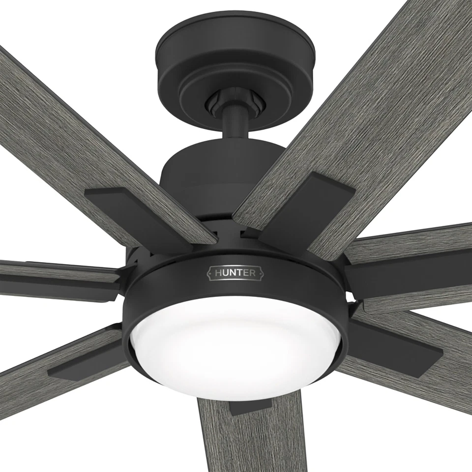 Hunter Fan 70 in Casual Matte Black Indoor Ceiling Fan with Light Kit and Remote - Image 2 of 4