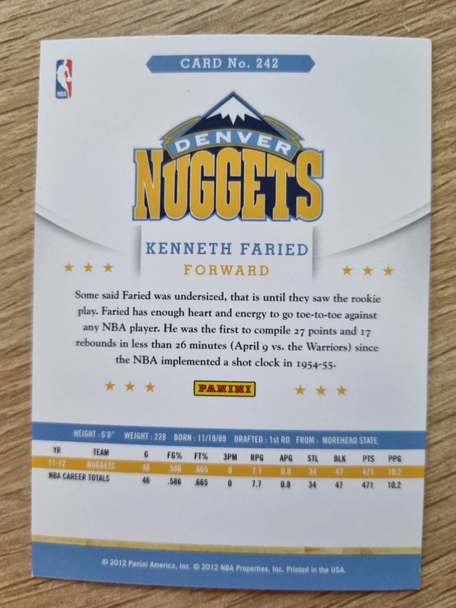 2012-13 NBA Hoops Rookie #242 Kenneth Faried - Nuggets RC
