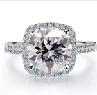 3 Ct White Round Cut Vvs1 Moissanite Halo Engagement Ring Sterling Silver Size 7