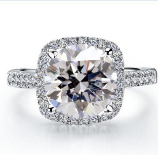 3 Ct White Round Cut Vvs1 Moissanite Halo Engagement Ring Sterling Silver Size 7