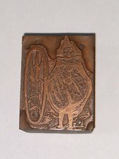 Wizard or Clown or similar Holding a shield Printing Letterpress Printers Block
