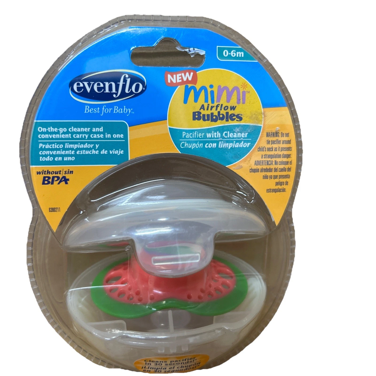 Evenflo New mimi pacifier BPA free With Cleaner New In Package Pink And Green